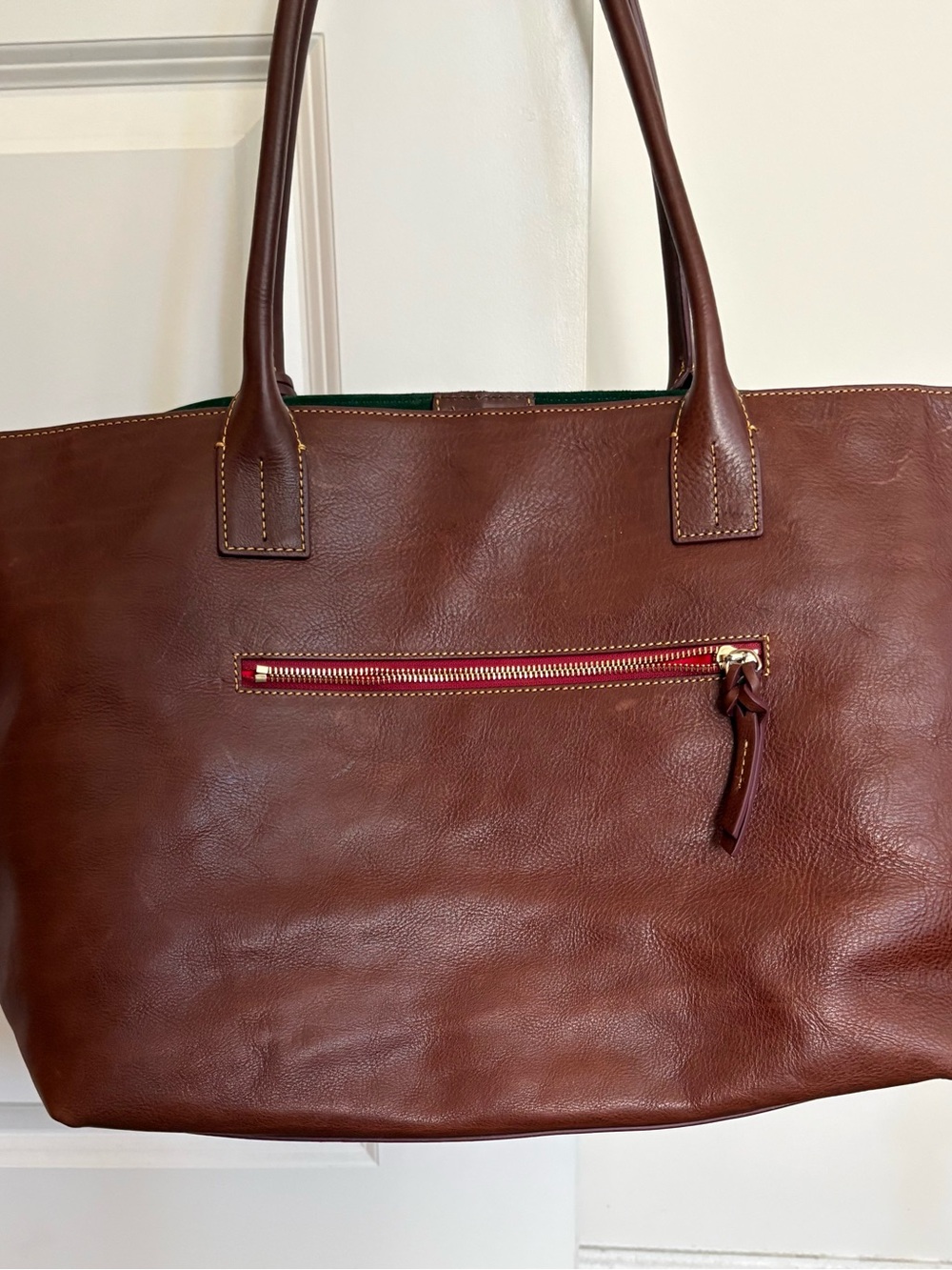 Dooney & Bourke Chestnut Brown Large Leather Shoulder Tote - Picture 2 of 13